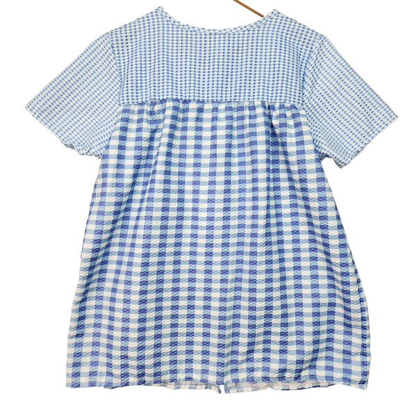 VTG Lati Fashion Sleepwear Women’s MED Gingham Seersucker Pearl Snap House Shirt - Picture 3 of 11